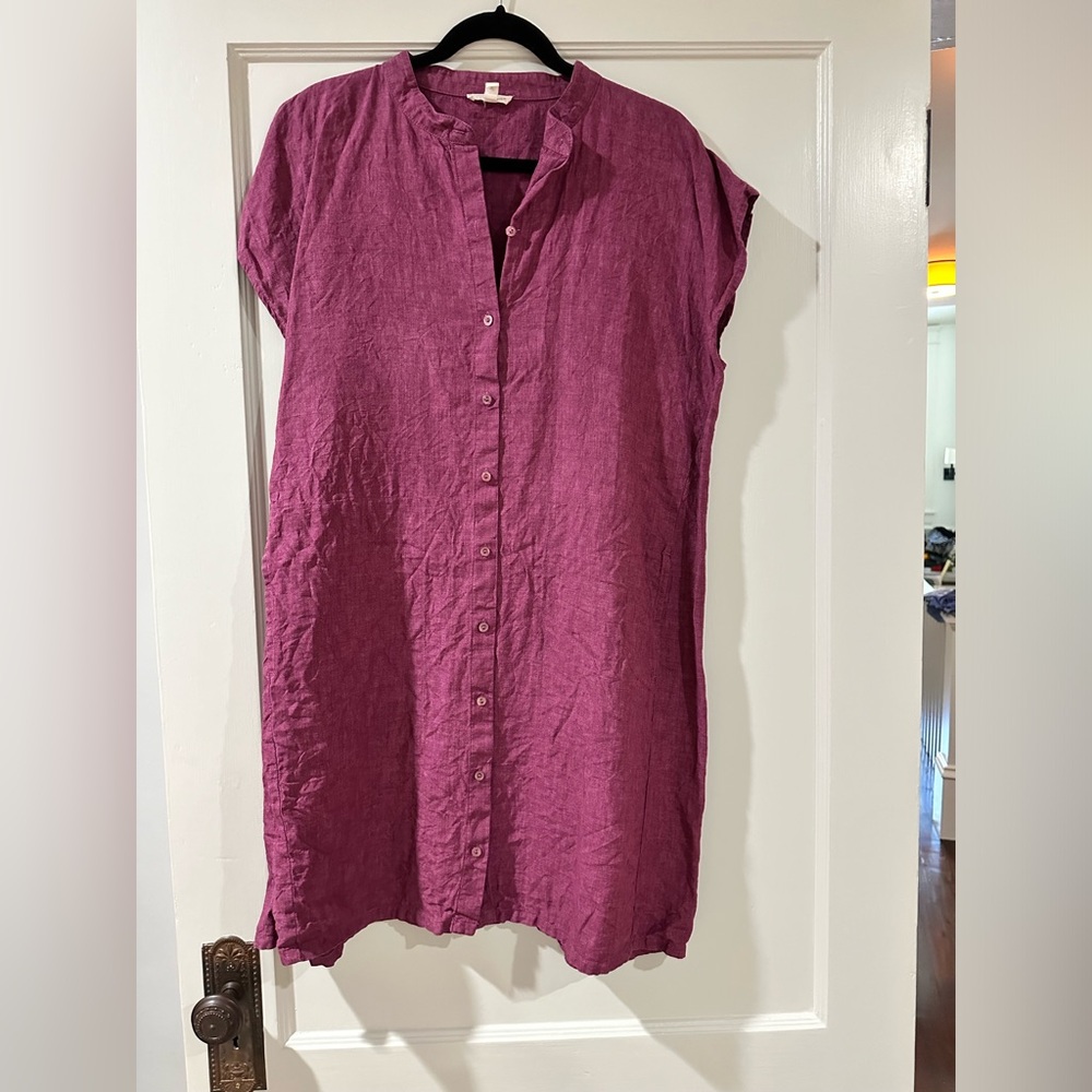 Eileen Fisher Washed Organic Linen Delave Shirtdress